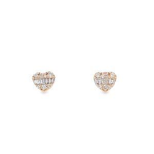 10K Rose Gold Baguette Diamond Heart Earrings 0.25ct